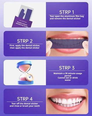 Purple Teeth Whitening Strips - 42 Pairs Professional Kit