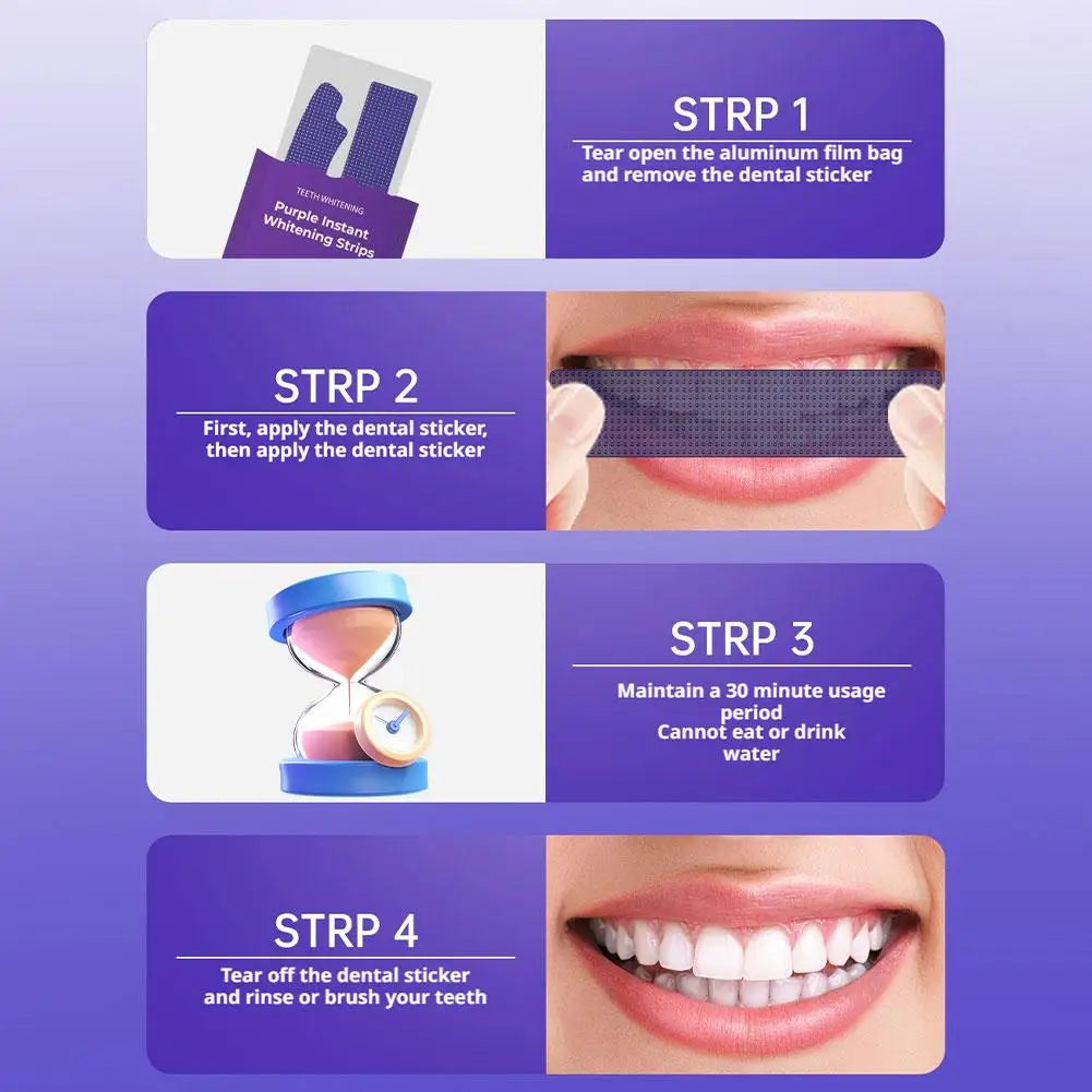 Purple Teeth Whitening Strips - 42 Pairs Professional Kit