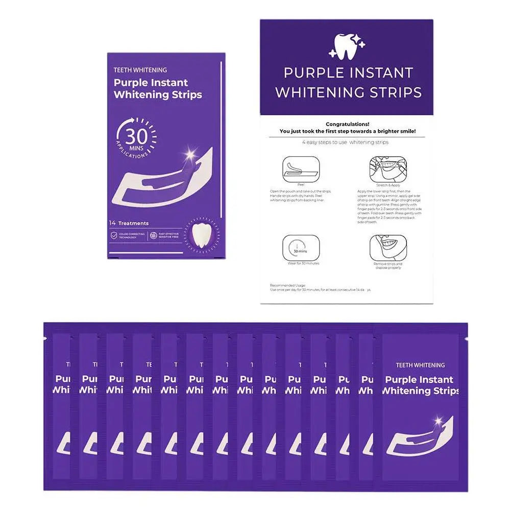 Purple Teeth Whitening Strips - 42 Pairs Professional Kit