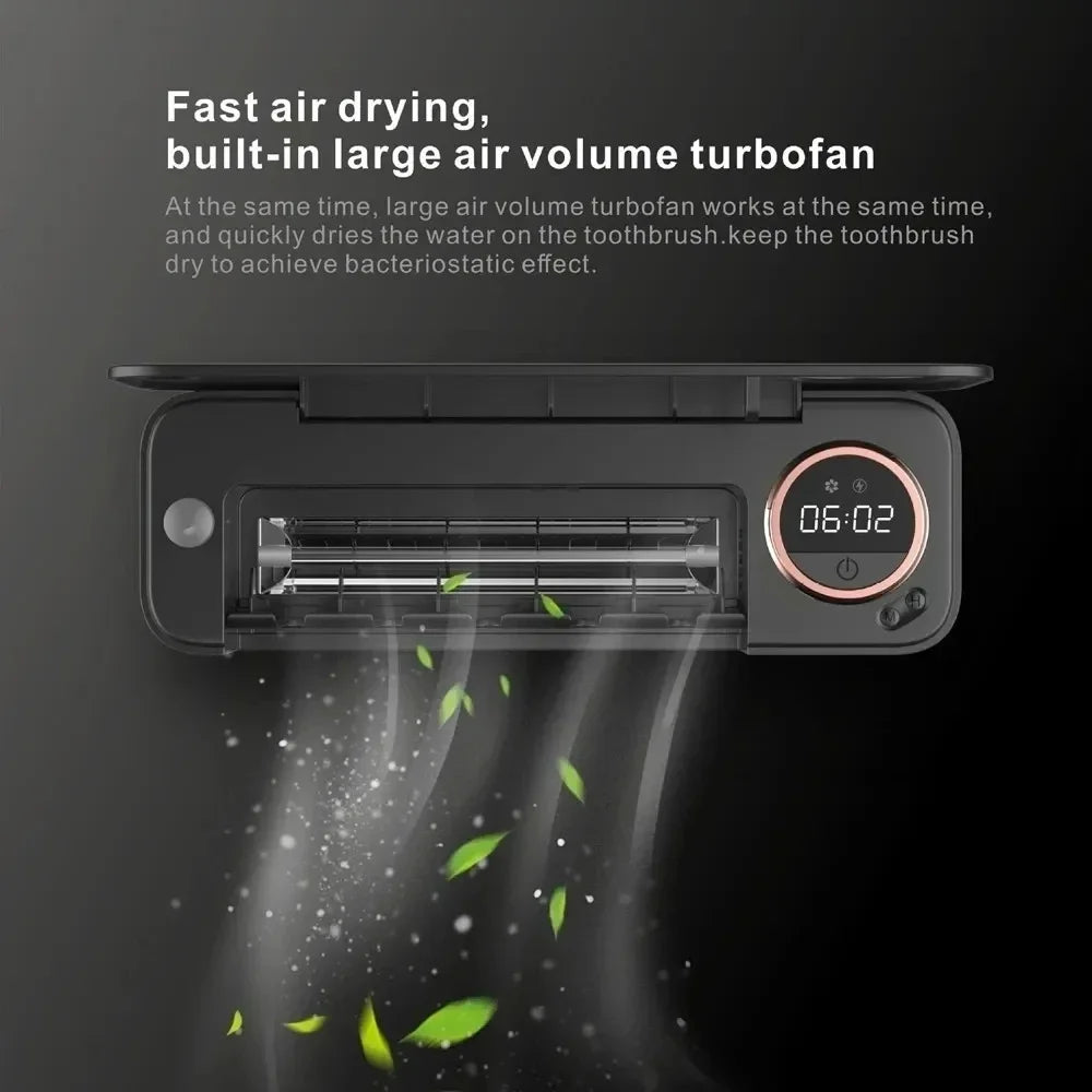 UV Toothbrush Sterilizer with LED Display - Rechargeable Wall Mount Holder