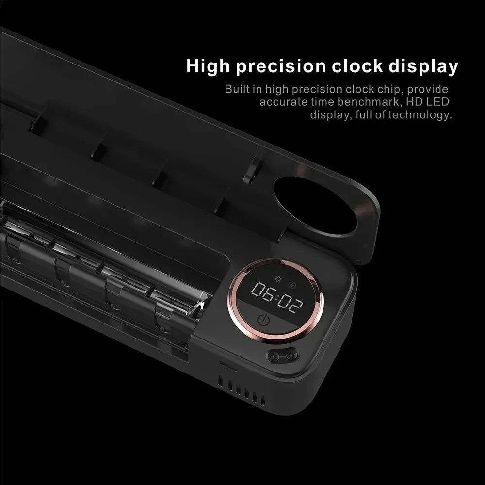 UV Toothbrush Sterilizer with LED Display - Rechargeable Wall Mount Holder