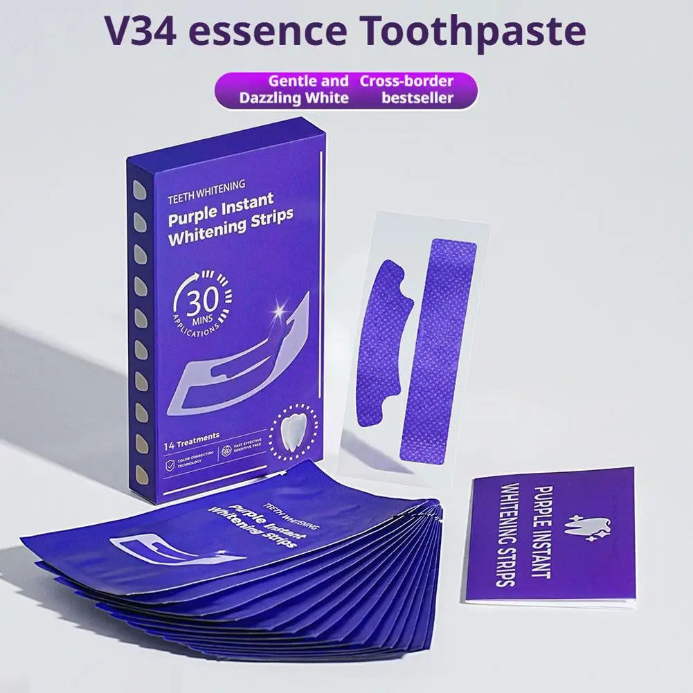 Purple Teeth Whitening Strips - 42 Pairs Professional Kit