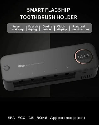 UV Toothbrush Sterilizer with LED Display - Rechargeable Wall Mount Holder