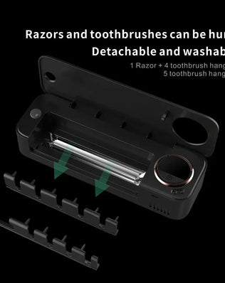 UV Toothbrush Sterilizer with LED Display - Rechargeable Wall Mount Holder